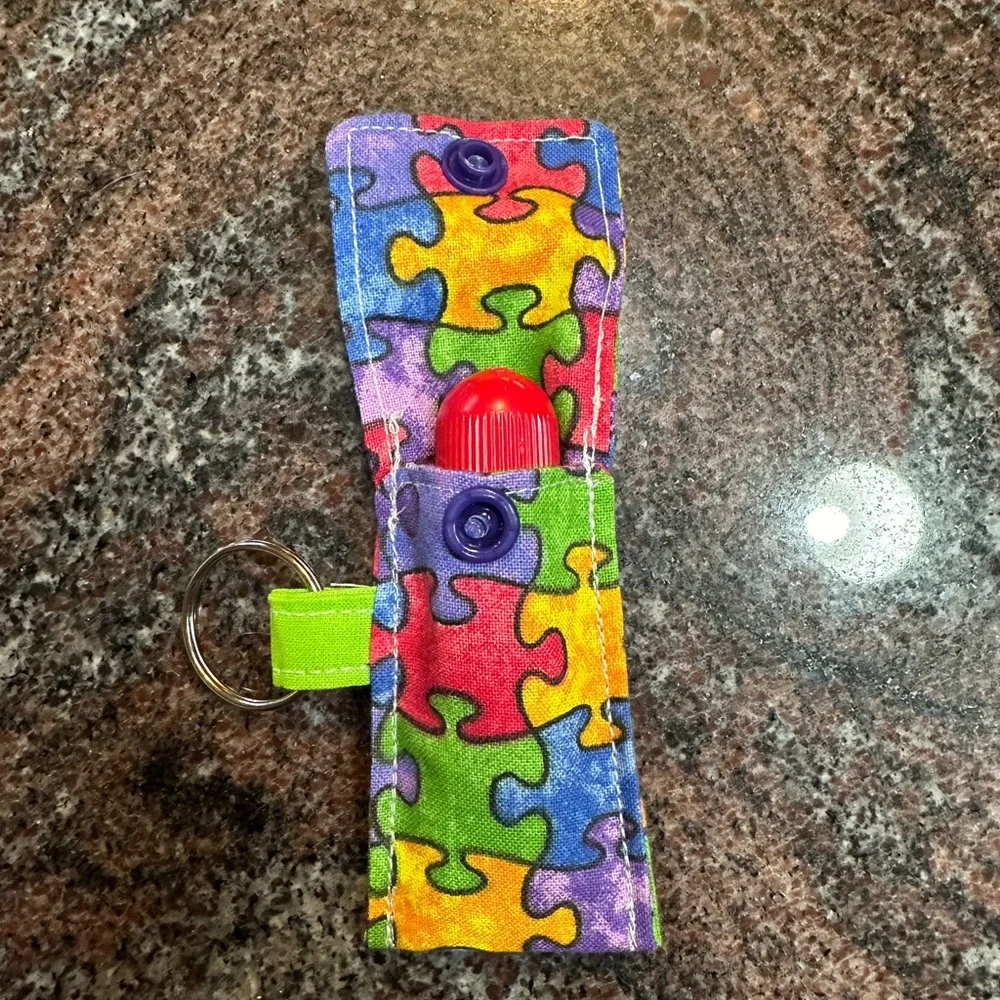 Handmade lip balm holder keychain- puzzle pieces
